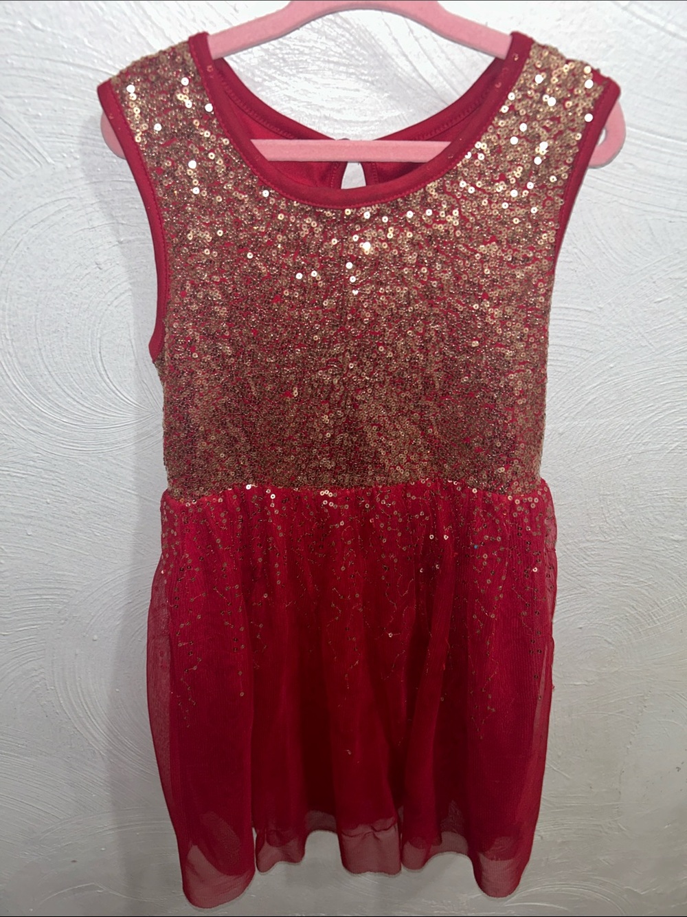 Sparkle Red Sequin Tulle Girls Costume Dress